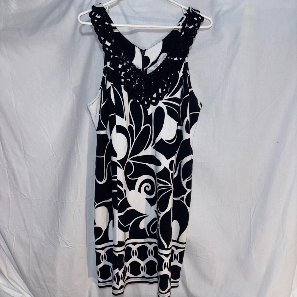 Crown & Ivy Black and White Halter Sheath Dress
